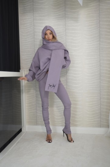 Cieplutka bluza dresowa bez kaptura w kolorze lawendowym LAVENDER TOUCH 