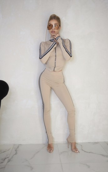 Modelujące elastyczne leginsy SPORT PUSH UP BEIGE 