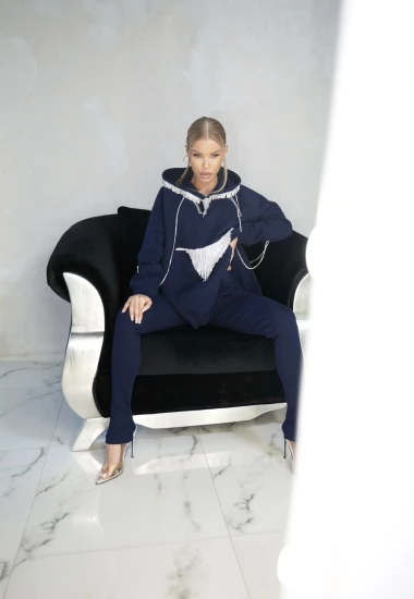 JM CRYSTAL ICON Granatowy Set z Ręcznym Zdobieniem