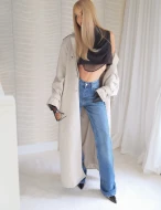 Kobiece klasyczne spodnie jeansowe z prostą nogawką w kolorze ciemno niebieskim DENİM STAR