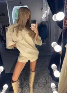 Komplet z szortami w stylu militarnym w kolorze beżowym BEIGE CODE