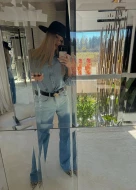 Koszula jeansowa damska z poduszkami na ramionach DENIM ICON