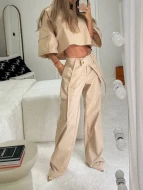 Bluza w kolorze beżowym z krótkim rękawem SAFARI NUDE