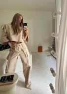 Bluza w kolorze beżowym z krótkim rękawem SAFARI NUDE