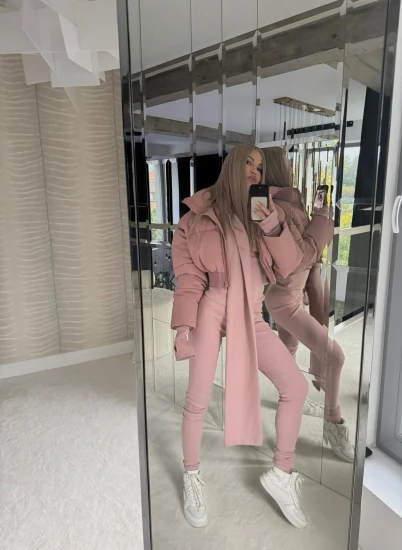 Cieplutkie, super elastyczne legginsy w kolorze puder róż – ROSE GLOW FIT