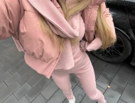 Cieplutkie, super elastyczne legginsy w kolorze puder róż