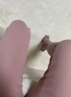 Cieplutkie, super elastyczne legginsy w kolorze puder róż