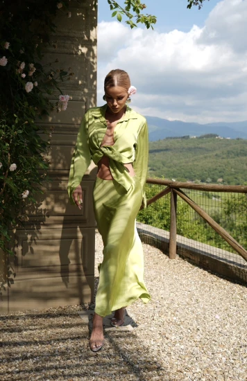 DOLCE VITA CAPSULE - LIMA BELLA SET - Luksusowy Komplet z Wiskozy: Koszula Oversize & Spódnica Maxi ze Skosu
