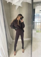 Modelujące prążkowane leginsy w kolorze brązowym SPORT MOVE BROWN