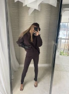 Modelujące prążkowane leginsy w kolorze brązowym SPORT MOVE BROWN