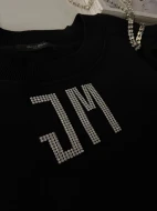 JM CRYSTAL ICON LOGO Bluza zdobiona ręcznie w kolorze czarnym