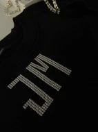 JM CRYSTAL ICON LOGO Bluza zdobiona ręcznie w kolorze czarnym