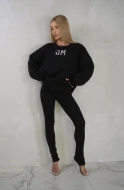 JM CRYSTAL ICON LOGO Bluza zdobiona ręcznie w kolorze czarnym