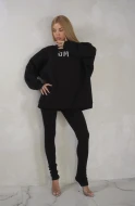 JM CRYSTAL ICON LOGO Bluza zdobiona ręcznie w kolorze czarnym
