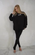 JM CRYSTAL ICON LOGO Bluza zdobiona ręcznie w kolorze czarnym