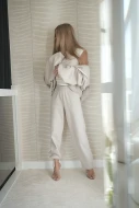 Bluza dresowa na zamek z kapturem w kolorze beżowym SOFT SAND ZIP