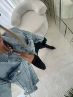 Kurtka jeansowa z przetarciami i paskiem vibe 90 DENİM JACKET