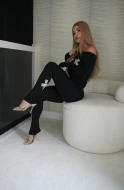 Modelujące leginsy w kolorze czarnym BLACK SHINE LINE