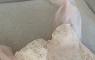 Boho gorset w kwiatowy print z wiązanymi ramiączkami z tiulu