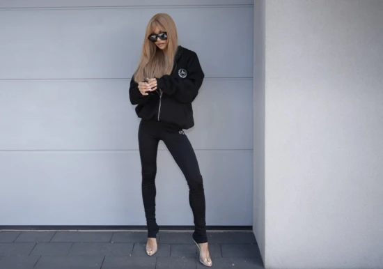 THE AUTUMN CLUB - modelujące leginsy w kolorze czarnym push up CLUB SECOND SKIN BLACK LOGO