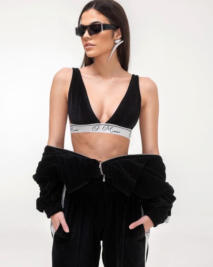 Sportowy TOP z aksamitu z logowaną gumą JM Sport Cargo